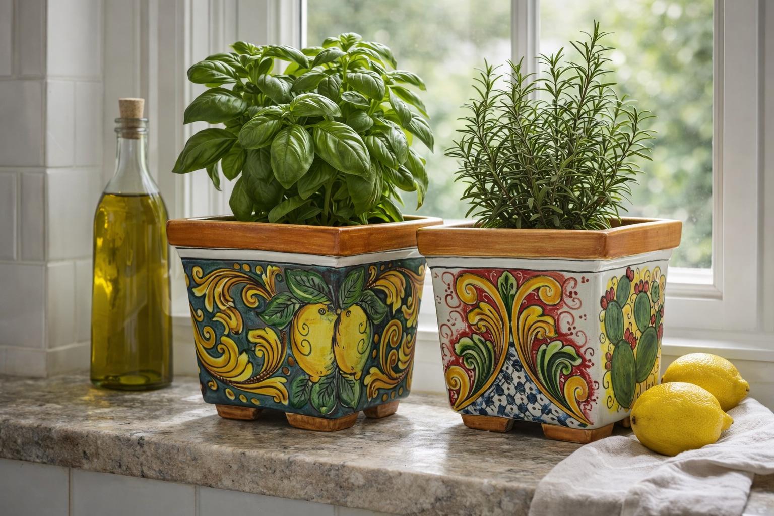 花器 筆立て 四角形陶器 藍色 イタリア製,花器,花瓶,イタリー
