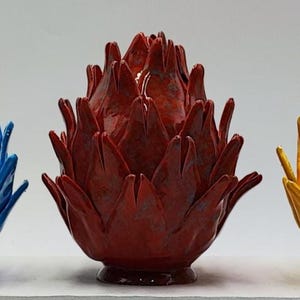 Alcachofa de cerámica de Caltagirone en nácar – 15-16 cm (5,9-6,3 pulgadas) de alto
