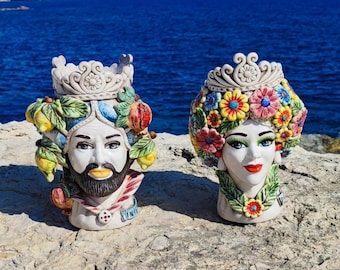 Teste di Moro, hand-moulded Caltagirone Ceramic handcrafted 4 season line H.30 L.20