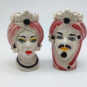 Handmade Sicilian Teste di Moro &quot;Emiri Style&quot; – 15cm (5.9”) – Caltagirone Ceramic Heads in Moorish Design