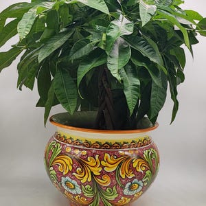 Caltagirone Bordeaux Ceramic vase holder 30cm