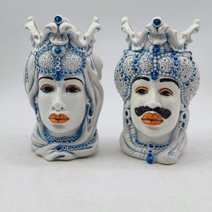 Teste di Moro Emiri Style – 18/20cm (7.1&quot;–7.9&quot;) – Handcrafted Caltagirone Ceramic with Intricate Arab Influence – Sicilian Decorative Art