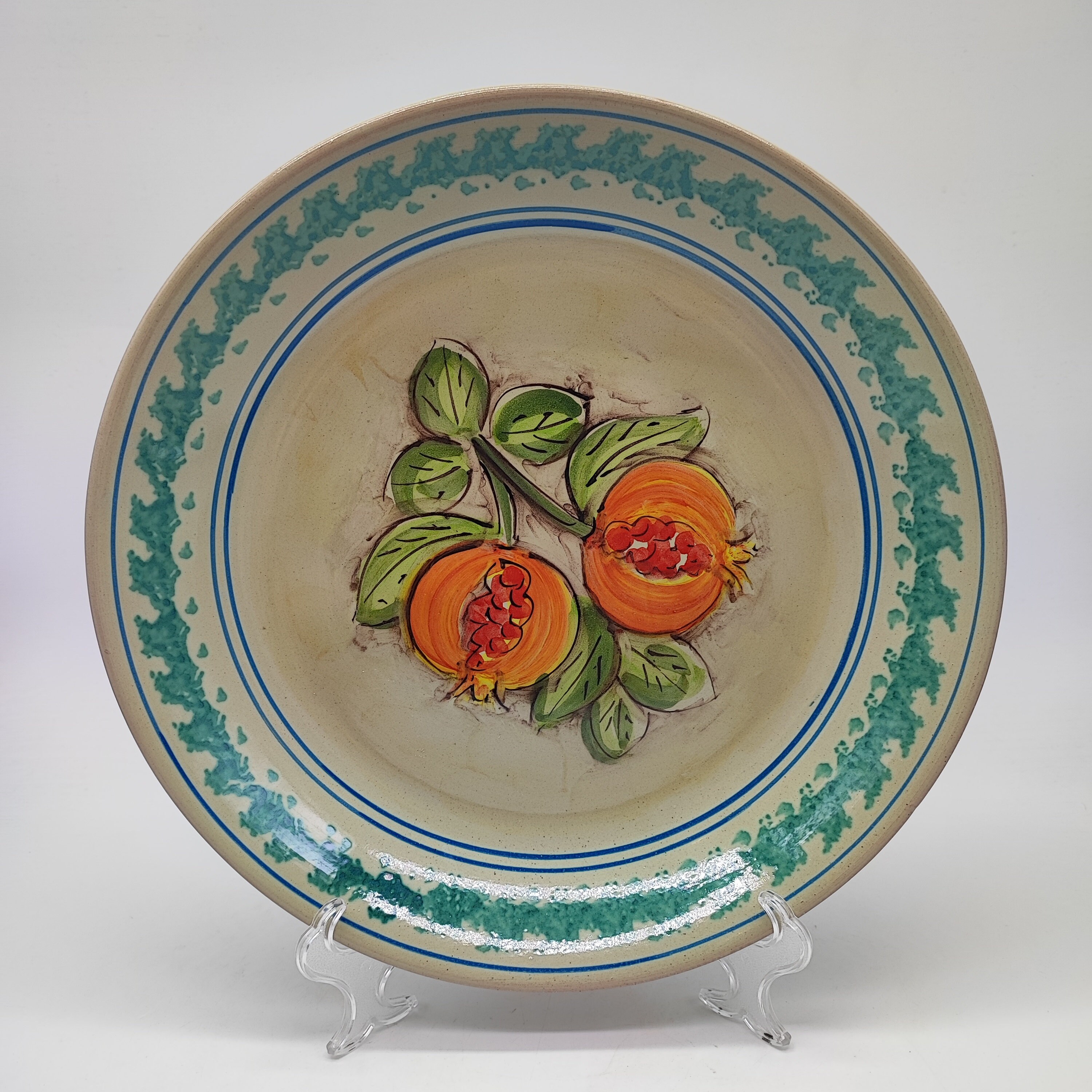 Hand Painted Sicilian Pottery "Fangotto" - Artistic Table Setting, Ceramica di Caltagirone, 37cm Vintage style
