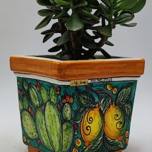 Ceramica di Caltagirone_ square planter  23cm _ various decorations