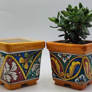 Ceramica di Caltagirone_ square planter  23cm _ various decorations