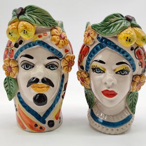 Ceramica di Caltagirone &quot; Sicilian Moorish heads&quot; Emiri style