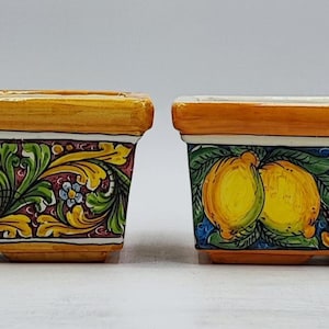 Maceta rectangular colorida de Caltagirone - 23 cm - Diseños cerámicos vibrantes