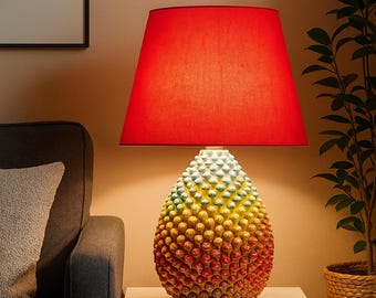 Lampe en céramique Caltagirone en forme de pomme de pin – Design italien artisanal | Céramiques siciliennes | Luminaires d'intérieur décoratifs