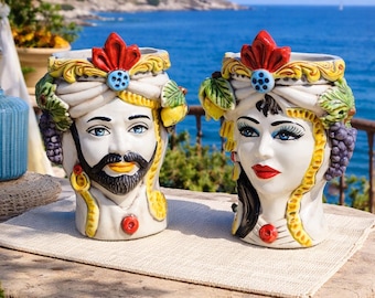 Teste di Moro Caltagirone ceramic h 27 cm  Classic Model with Fruit