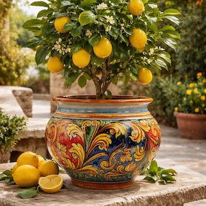 Caltagirone bordeaux keramiek vaashouder 30 cm