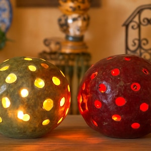 Caltagirone Keramik Leuchtkugel - Kerzenhalter mit Laterne