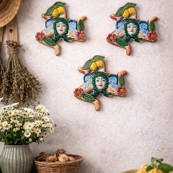Handmade Caltagirone Ceramic Trinacria - Sicilian Wall Decor