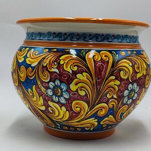 Caltagirone Bordeaux Ceramic vase holder 30cm