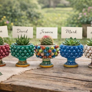 Ceramica di Caltagirone Mezzapigna Party Favor Plant Holder – 13cm Diameter, 11cm Height