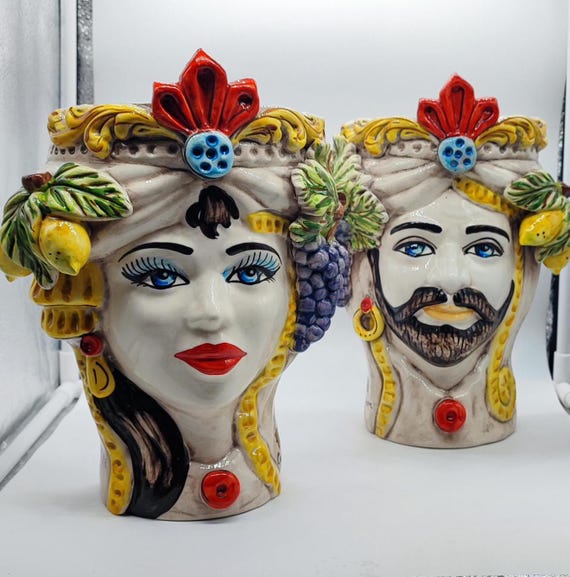 Teste Di Moro Wall Hanging From Ceramica Di Caltagirone With Lemon