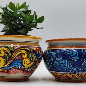 Handcrafted Caltagirone Ceramic Vase Holder- Hand-painted Beauty