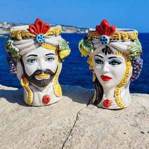 Teste di Moro Caltagirone ceramic h 27 cm  Classic Model with Fruit
