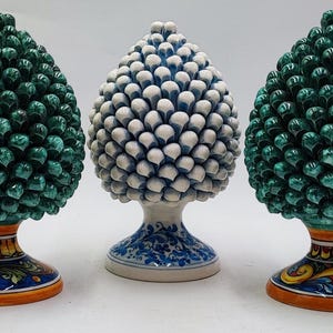 Handcrafted Ceramic Pine Cone - Stunning Art Piece for Home Decor Enthusiasts, andwith decorative base 26/27 cm approx