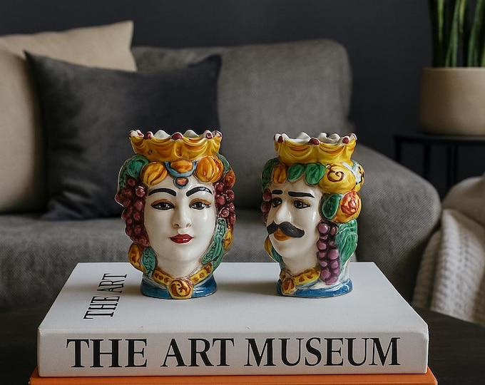 Hand-Painted Caltagirone Ceramic Moorhead – Sicilian Art Home Decor