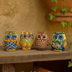 Hand-Painted Sicilian Ceramic Owl: Caltagirone Italian Pottery Figurine