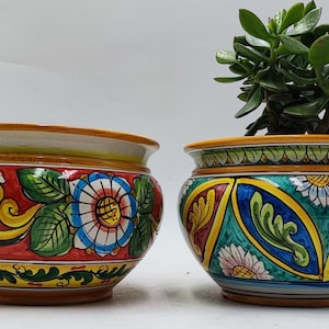 Handcrafted Caltagirone Ceramic Vase Holder- Hand-painted Beauty