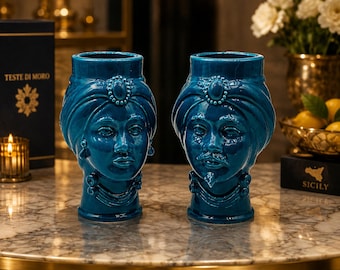 84年製　イタリア　L'Aquilone ラクイローネ　スーツ姿の男性陶器像 カルタジローネ陶器のシチリア・ムーア人の頭部、すべて手作業による