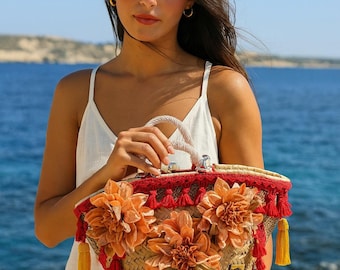 Borsa Coffa Siciliana Artigianale – Rose Rosse e Nappe