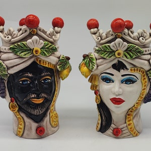Teste di Moro - Ceramica di Caltagirone  - Handcrafted Sicilian Art Sculpture in Italian Pottery