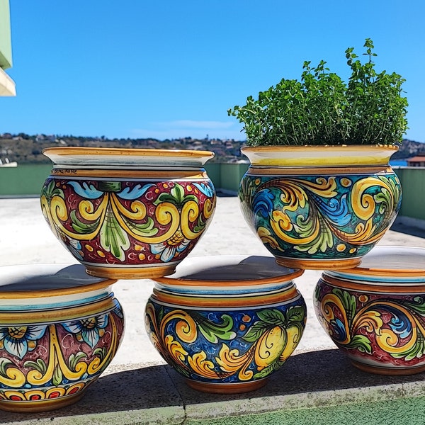 Caltagirone Porta jarrón de cerámica 20cm y varios colores
