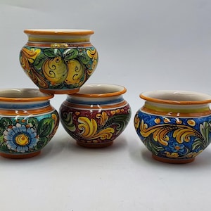 Caltagirone Ceramic Vase – 16×12 cm (6.3×4.7 in) | Hand-Painted Sicilian Pottery with 10 cm (3.9 in) Opening