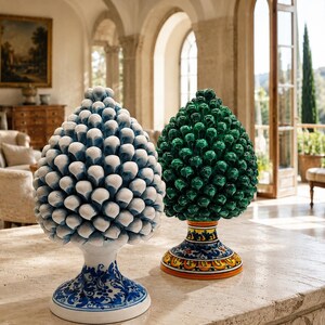 Piña de cerámica siciliana hecha a mano: decoración rústica para el hogar (26/27 cm)
