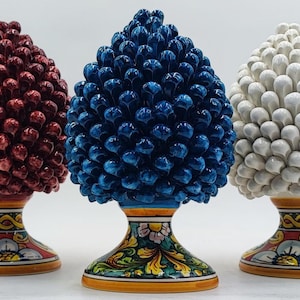 Handcrafted Caltagirone Ceramic Pine Cone: Sicilian Good Luck Decor (27cm)