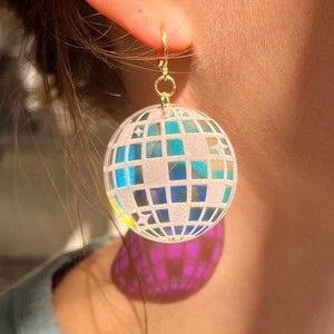 Disco Ball Earrings Music Festival Earrings Iridescent Jewelry Disco Earrings Fun Iridescent Earrings Disco Ball Party Bachelorette Gifts