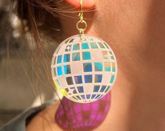 Disco Ball Earrings Music Festival Earrings Iridescent Jewelry Disco Earrings Fun Iridescent Earrings Disco Ball Party Bachelorette Gifts