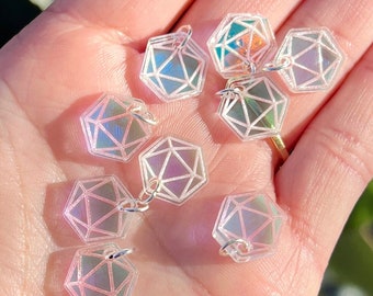 Icosahedron Kandi Beads Iridescent Charms Festival Kandi D20 Icosahedron Kandi Rave Bracelets Friendship PLUR Kandi D20 Beads