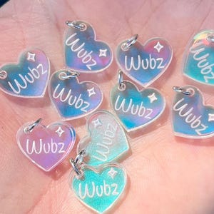 Wubz Kandi Beads Iridescent Charms Festival Kandi Rave Bracelets Heart Charms Dubstep EDM Kandi Beads for Kandi Cuff Heart Beads Love Wubz