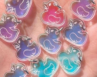 Rubber Duck Kandi Beads Iridescent Charms Festival Kandi Rave Bracelets Duck Charms EDM Kandi Beads for Kandi Cuff Rubber Duck Beads