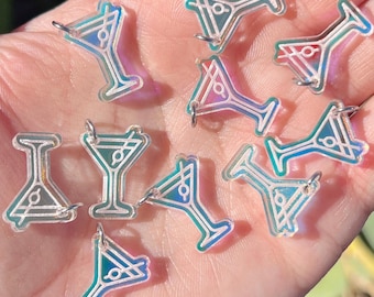 Martini Glass Charm Beads Iridescent Charms Festival Kandi Bracelets Bachelorette Charms Martini Charms EDM Martini Beads