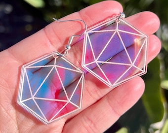 ODESZA Earrings Iridescent Color Changing Earrings EDM Jewelry Music Festival Accessories Fun Music Festival Earrings Icosahedron Logo FFC