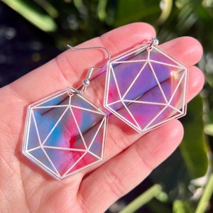 Icosahedron Earrings Iridescent Color Changing Earrings EDM Jewelry Music Festival Accessories Fun Music Festival Earrings Icosahedron Logo