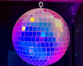 8-Zoll-Disco-Kugel Schillernde Disco-Kugel Disko Dekor Holographische Dopamin-Dekor-Spaß-Geschenk für Haus Spiegelball-Dekor Holographische Kunst Regenbogen
