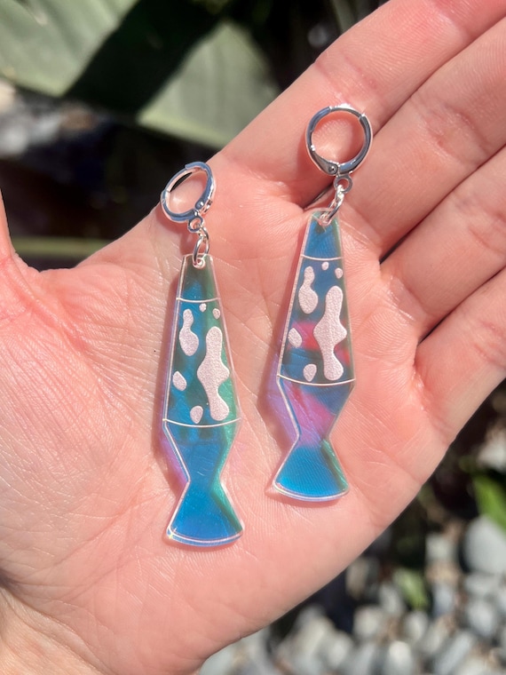Lava Lamp Earrings Groovy Jewelry 70's Party Accessories EDM Jewelry Funky Earrings Rave Fun Music Festival Earrings Rainbow Earring
