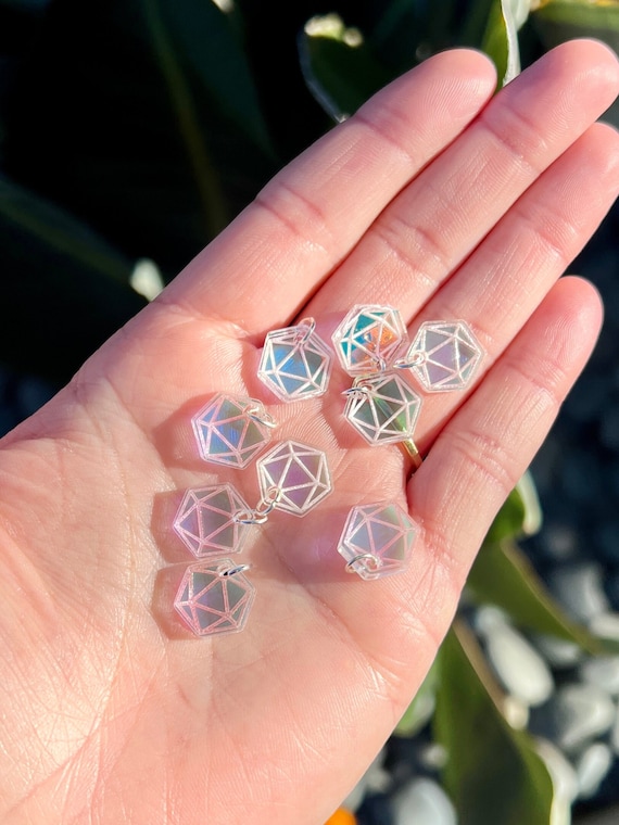 Icosahedron Kandi Beads Iridescent Charms Festival Kandi D20 Icosahedron Kandi Rave Bracelets Friendship PLUR Kandi D20 Beads
