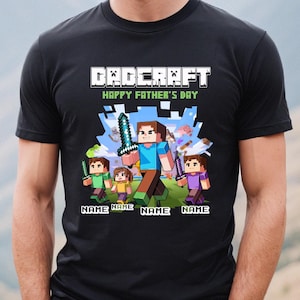 Personalized DadCraft Shirt, A Minecraft Movie Shirt, Custom Name Shirt, Chicken Jockey Gaming, Happy Father's Day Gift, Trending Game Tee