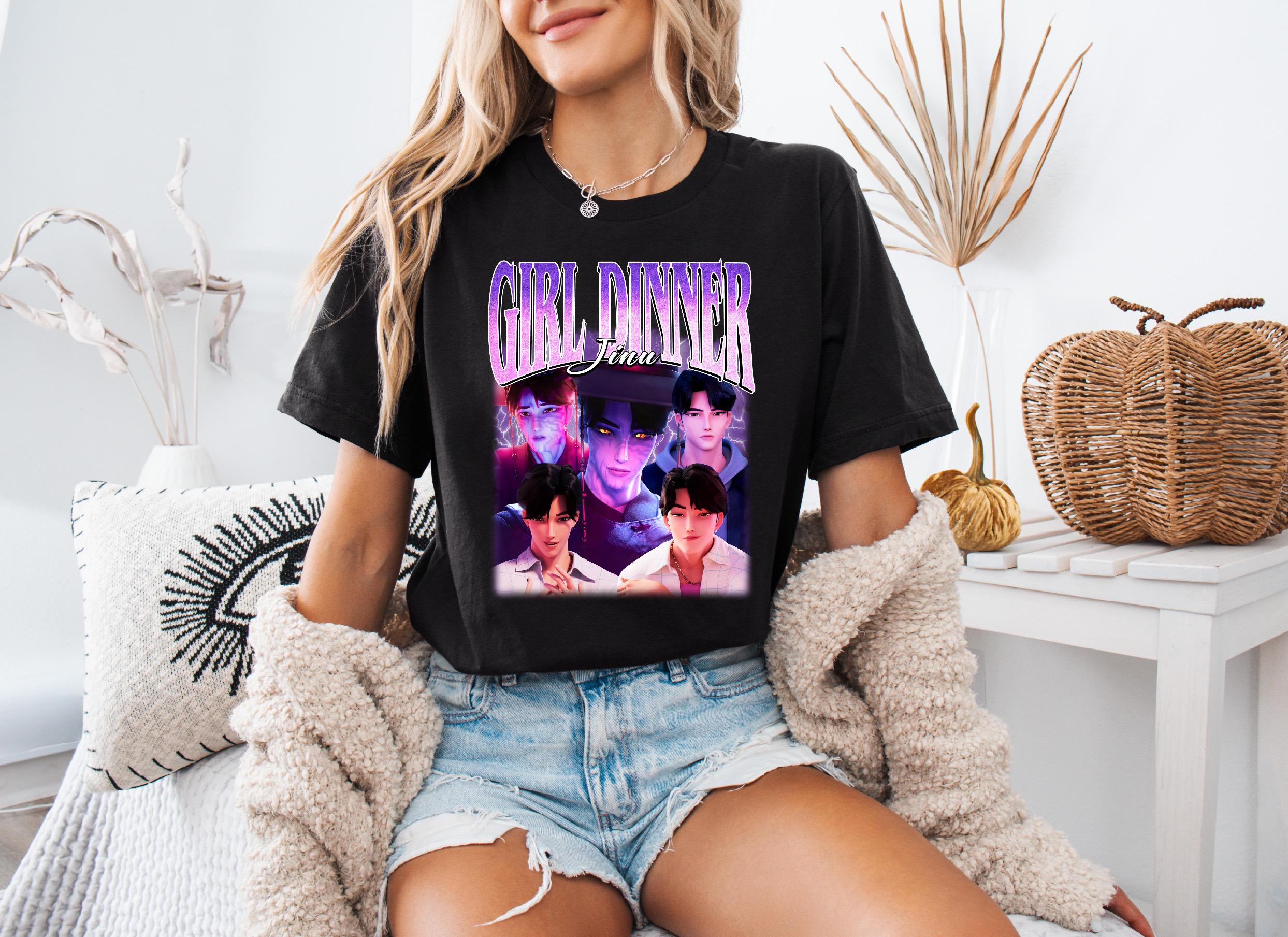 Girl Dinner Jinu Unisex T-shirt, Kpop Demon Hunter Villain Tee, Gothic Fantasy K-Drama Fan Art Shirt, Demon Bias Aesthetic Top