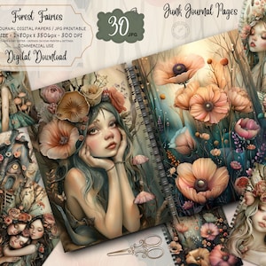 Kit diario di fata della foresta, kit diario di fata PRIMAVERA, collage di fata fantasy stampabili, kit di fata digitale, collezione "Stagioni delle fate"