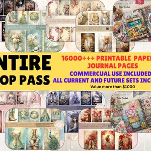 Pass completo per il negozio: oltre 16000 pagine di Junk Journal, kit Junk Journal, pagine di Junk Journal floreali, effimere, pacchetto di carta digitale, uso commerciale