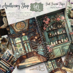 Apothecary Shop Junk Journal Pages, Digital Scrapbook Paper Kit, Mystic Potion Printable, Alchemy Collage Sheet, Fantasy Ephemera