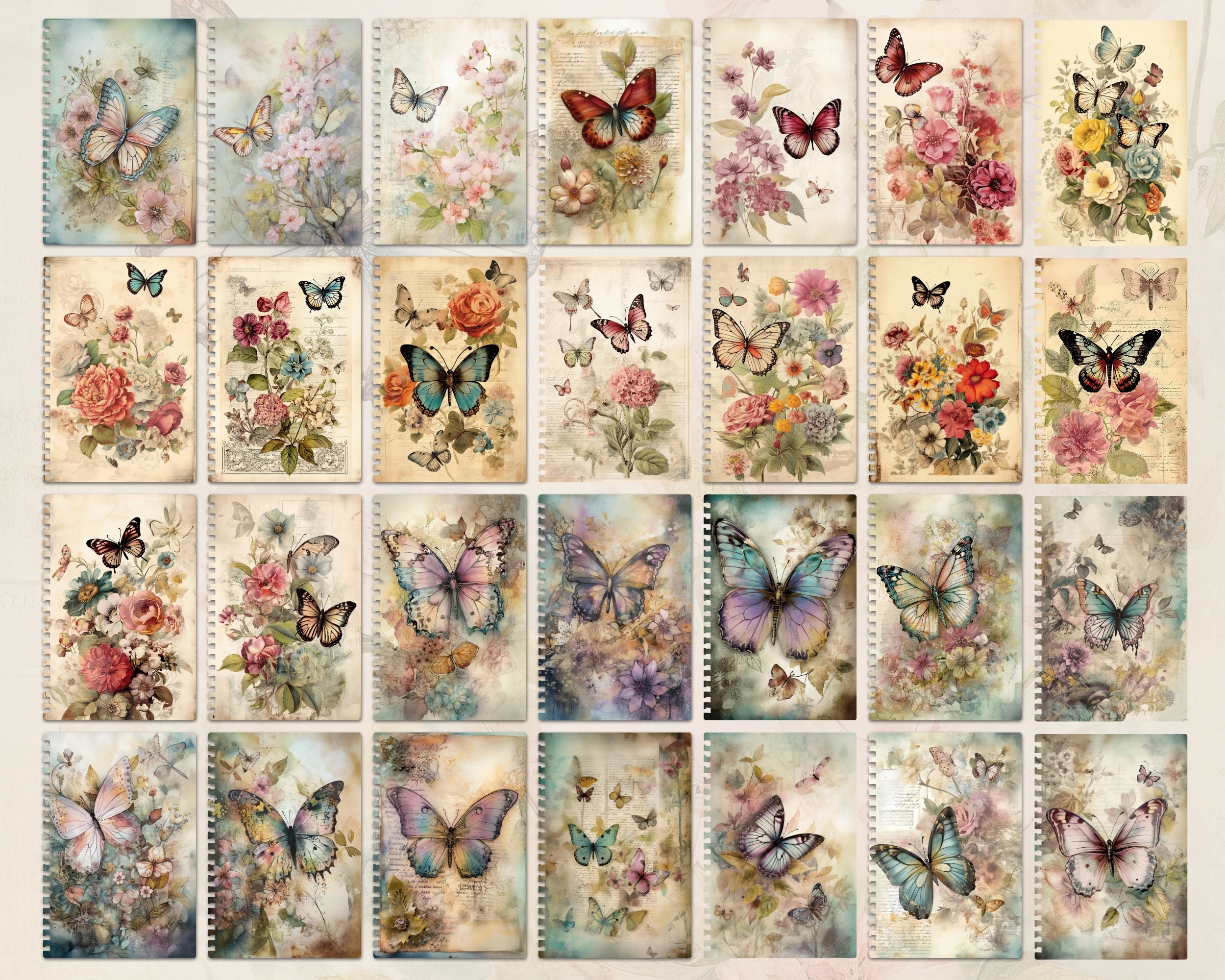 Watercolor Butterfly Junk Journal Kit Digital Download, Printable ...