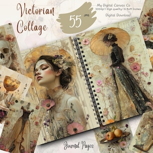 Victorian Collage Junk Journal Kit | Printable Vintage Ephemera | Antique Scrapbook Pages | Victorian Paper Pack | Digital Download